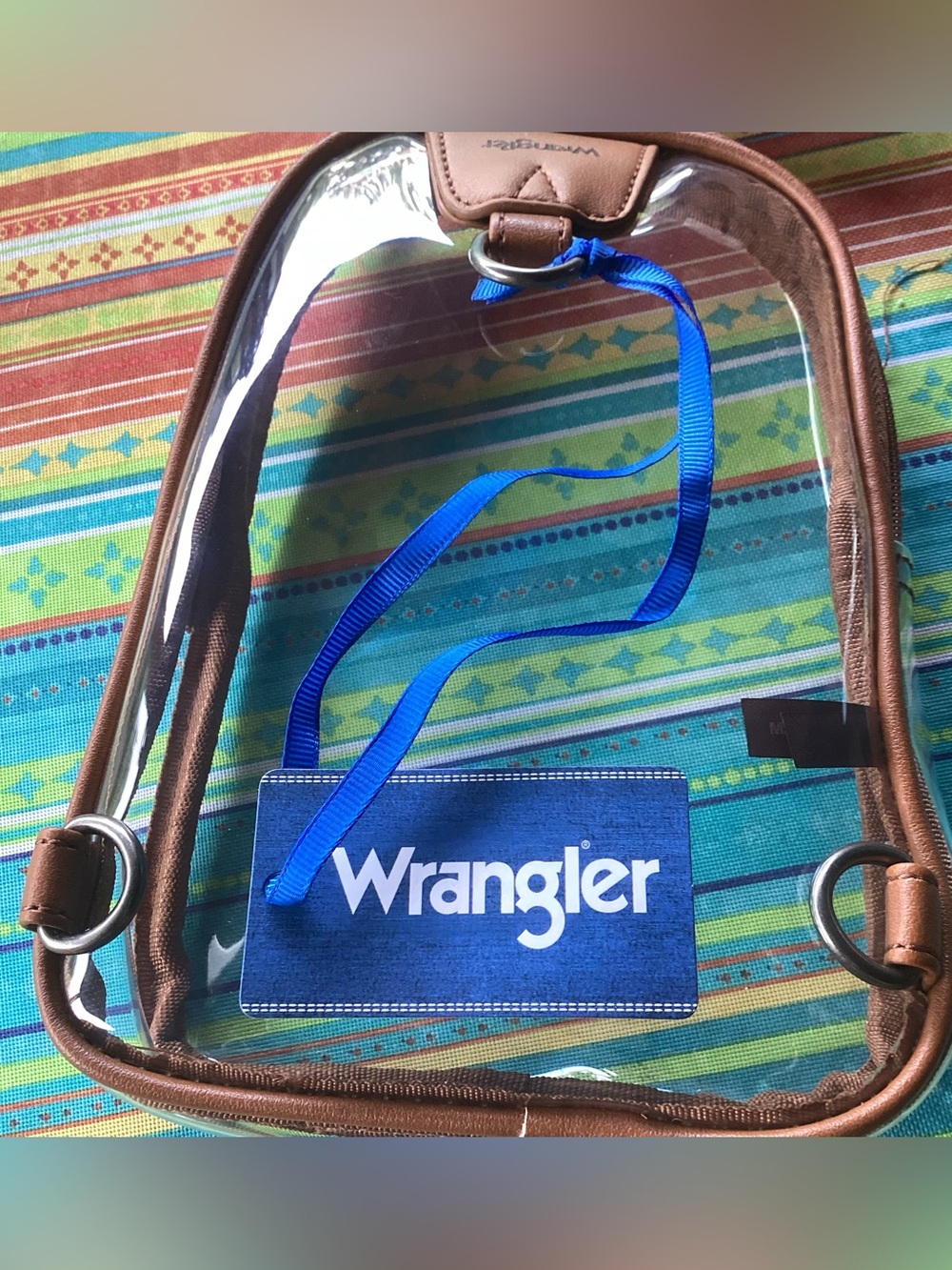 Wrangler Clear Crossbody Sling Bag with Brown Trim - Picture 2 of 5